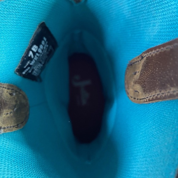 Justin Chocolate Chip Womens Leather Steel Toe Brown&Blue Cowgirl Boots Sz.6.5 B - Picture 14 of 14